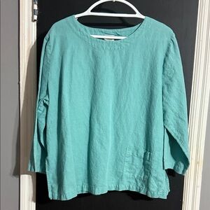 Lantana Casuals Linen Blend 3/4 Sleeve Top Size: XL